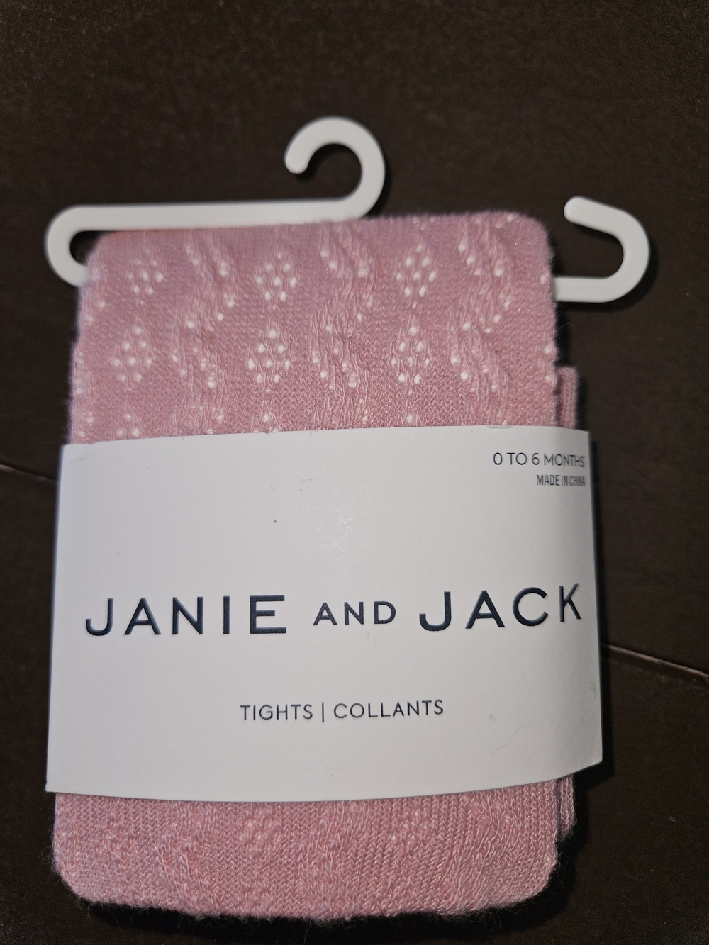 Janie and Jack Pink Knit Baby Tights with Pattern